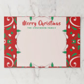 赤エレガント緑の白い縁ど聖降誕祭 ペーパーパッド (正面)