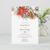 赤エレガント緑クリスマスブライダルシャワー 招待状 (スタンド正面)