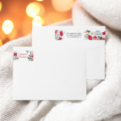 赤エレガント緑フローラスノーフレークのクリスマス ラップアラウンドラベル