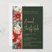 赤エレガント緑フローラチャリティーイベントガラパーティー 招待状 (正面)