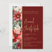 赤エレガント緑フローラチャリティーイベントガラパーティー 招待状 (正面)