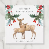 赤エレガント緑ホリーベリーディアデュオ新年 フェイバータグ (正面)