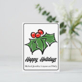 赤エレガント緑ホリー離れホリーベリー ポストカード (スタンド正面)