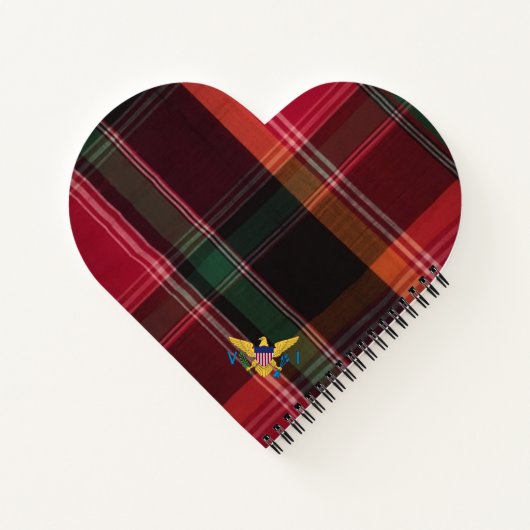 赤エレガント緑マドラスモノグラムのパーソナライズ ノートブック (裏面)