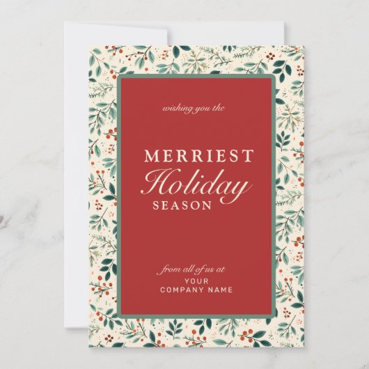 赤エレガント緑レトロタイポグラフィ業 シーズンカード (正面)