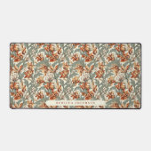 赤エレガント緑ヴィンテージスタイルフローラルパターン デスクマット (正面)