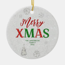 赤エレガント緑Rhinestoneホワイトメリークリスマス セラミックオーナメント