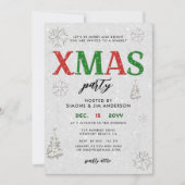 赤エレガント緑Rhinestonesクリスマスパーティー 招待状 (正面)