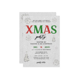 赤エレガント緑Rhinestonesクリスマスパーティー 招待状