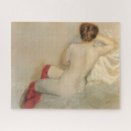 赤エレガント美しい付きストッキング ジグソーパズル