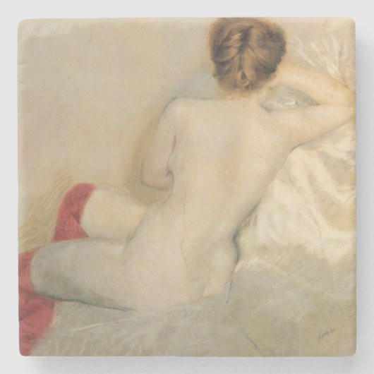 赤エレガント美しい付きストッキング ストーンコースター (正面)