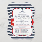 赤エレガント航海の赤シャワー招待状 招待状 (正面/裏面)