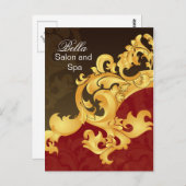 赤エレガント色のビジネスサンキューカード ポストカード (正面/裏面)