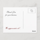 赤エレガント色のビジネスサンキューカード ポストカード (裏面)