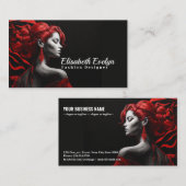 赤エレガント色の女性 名刺 (正面/裏面)