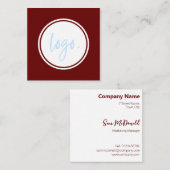 赤エレガント色ミニマルなリッチビジネスロゴ スクエア名刺 (正面/裏面)