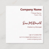 赤エレガント色ミニマルなリッチビジネスロゴ スクエア名刺 (裏面)