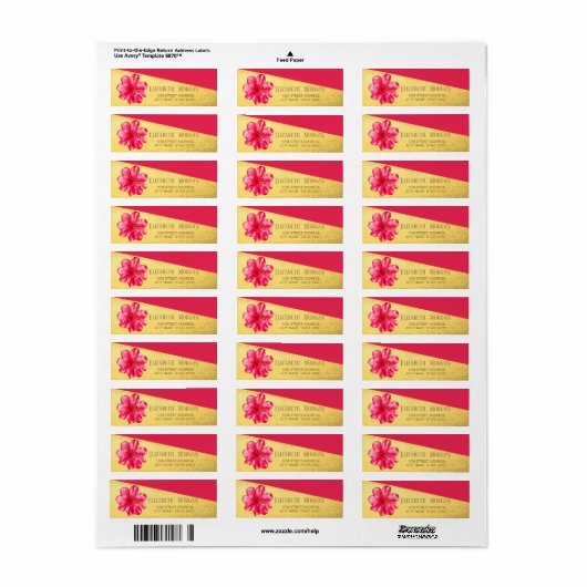 赤エレガント色，ヒビスクス，金ゴールド住所 シール (フルシート)