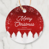 赤エレガント色 |木と雪の結晶クリスマスパーティー フェイバータグ (正面)