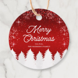 赤エレガント色 |木と雪の結晶クリスマスパーティー フェイバータグ