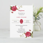 赤エレガント花カスタマイズ赤シャワー 招待状 (スタンド正面)