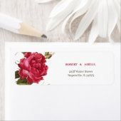 赤エレガント花パーソナライズされた差出人住所 ラベル (インサイチュ)