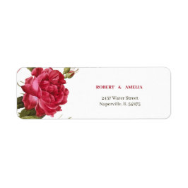 赤エレガント花パーソナライズされた差出人住所 ラベル