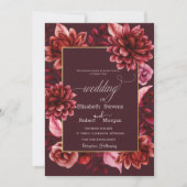赤エレガント花枠結婚式招待状 招待状 (正面)