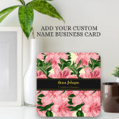 赤エレガント花柄お名前をカスタムする スクエア名刺