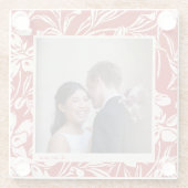 赤エレガント花柄カスタム写真 ガラスコースター (裏面)