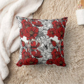 赤エレガント花柄 クッション (ブランケット)