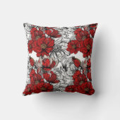 赤エレガント花柄 クッション (裏面)