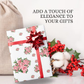 赤エレガント花模様業用包装 ラッピングペーパー