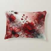 赤エレガント花穏かな抽象デザイン アクセントクッション (裏面)