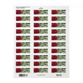 赤エレガント茶バラ差出人住所ラベル ラベル (フルシート)