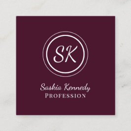 赤エレガント茶色のスクリプトプロフェッショナルモノグラム スクエア名刺