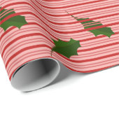 赤エレガント菓子離れに落ちる緑のストライプ ラッピングペーパー (ロールコーナー)