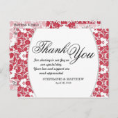 赤エレガント華美と白のダマスクのパターン ポストカード (正面/裏面)