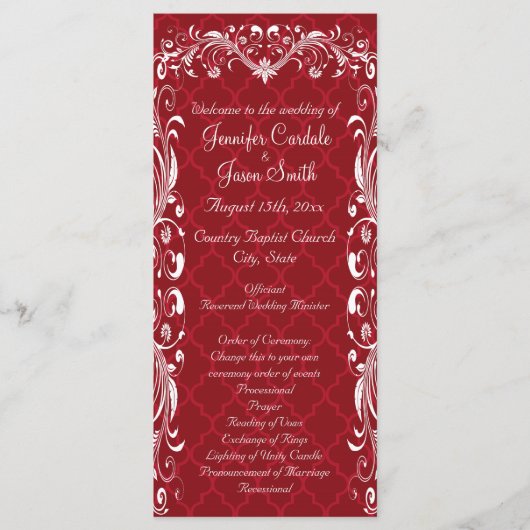 赤エレガント華美結婚式 プログラム (正面)