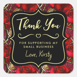 赤エレガント薔薇ステンドグラス小事業 スクエアシール