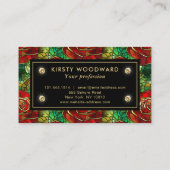 赤エレガント薔薇ステンドグラス模様 名刺 (裏面)