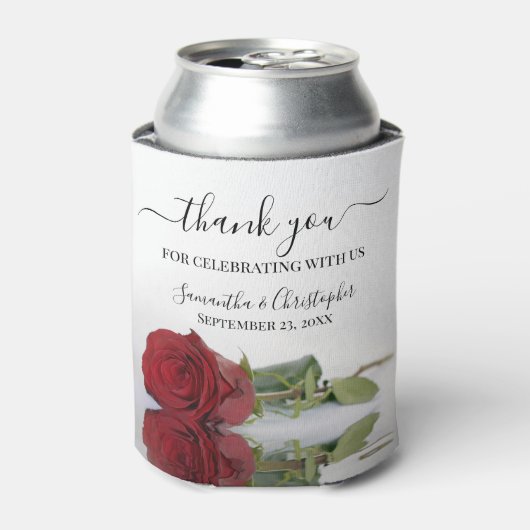 赤エレガント薔薇ロマン結婚ティック 缶クーラー (缶正面)