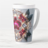 赤エレガント蘭の配置 カフェラテマグ (右アングル)