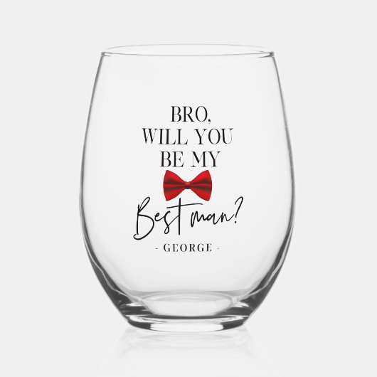 赤エレガント蝶タイカスタム花婿介添人提案書 ステムなしワイングラス (正面)