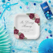 赤エレガント赤面ピンクフローラ追悼式 ペーパープレート (パーティー)