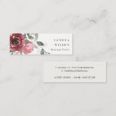 赤エレガント赤面ブルゴーニュ水彩バラフローラ スキニー名刺 (正面/裏面)