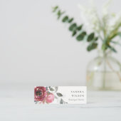 赤エレガント赤面ブルゴーニュ水彩バラフローラ スキニー名刺 (スタンド正面)