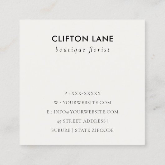 赤エレガント赤面ブルゴーニュ水彩バラフローラ スクエア名刺 (裏面)