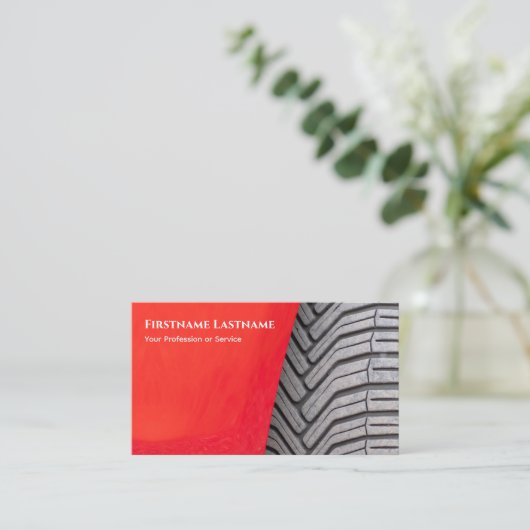 赤エレガント車タイヤの輪郭タイヤのタイヤチューニングチューニング 名刺 (スタンド正面)