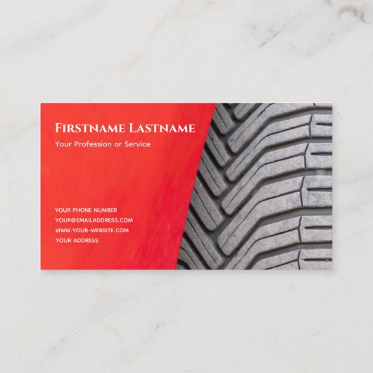 赤エレガント車タイヤの輪郭タイヤのタイヤチューニングチューニング 名刺 (裏面)